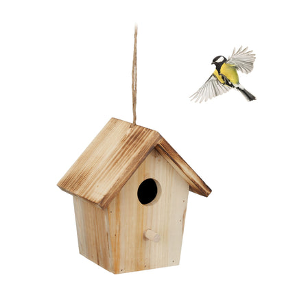 Deco birdhouse with flaming roof