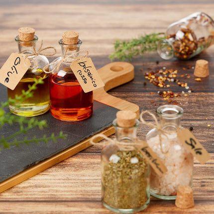 Decorative Glass Bottle Set with Cork Lids, 6-Pack