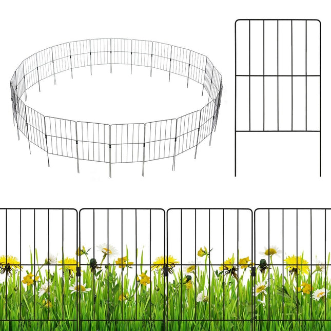 Decorative Metal Garden Fence, 25 Pieces, Rustproof, 33x61 cm