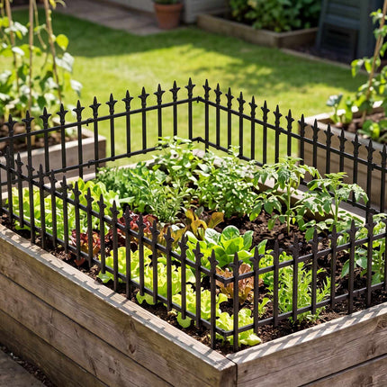 Decorative Metal Garden Fence, No-Dig, 5/10-Pack, Black