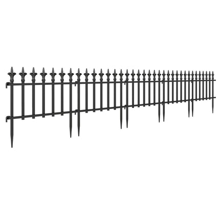 Decorative Metal Garden Fence, No-Dig, 5/10-Pack, Black