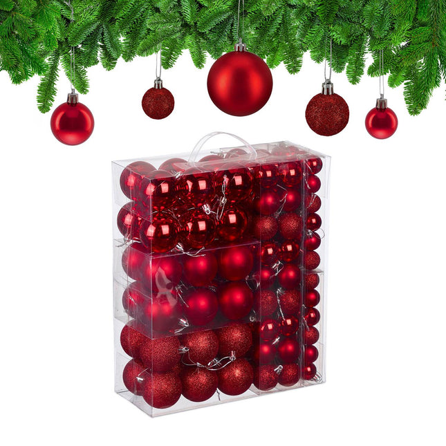 Decorative Plastic Christmas Tree Baubles Set, 138 Pieces