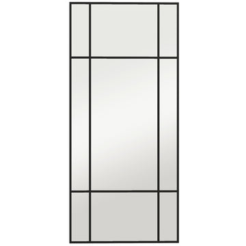 Decorative Wall Mirror, Black Metal Frame, 50x110 cm