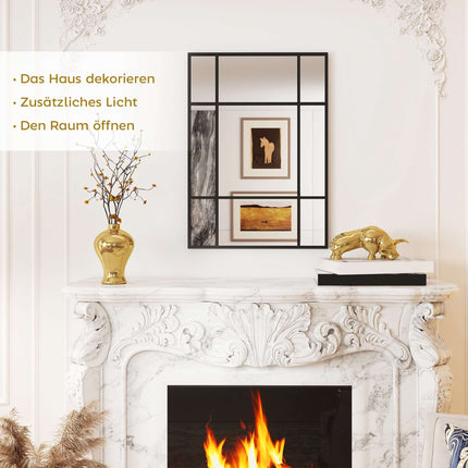 Decorative Wall Mirror, Black Metal Frame, 50 x 70 cm