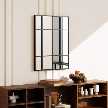 Decorative Wall Mirror, Black Metal Frame, 50 x 70 cm
