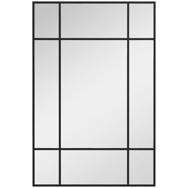 Decorative Wall Mirror, Black Metal Frame, 90x60 cm
