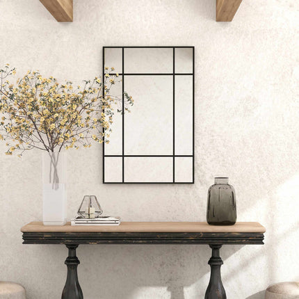 Decorative Wall Mirror, Black Metal Frame, 90x60 cm