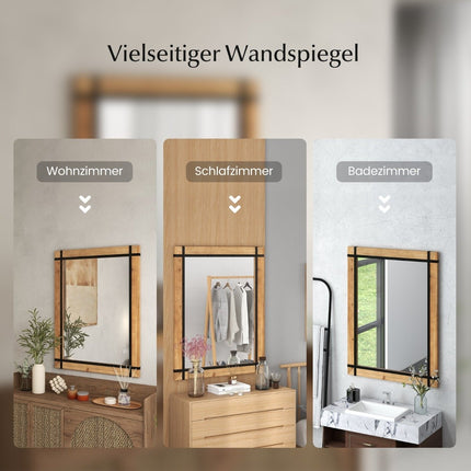 Decorative hanging wall mirror farmhouse style wall mounted mirror 77 x 99.5 cm natural