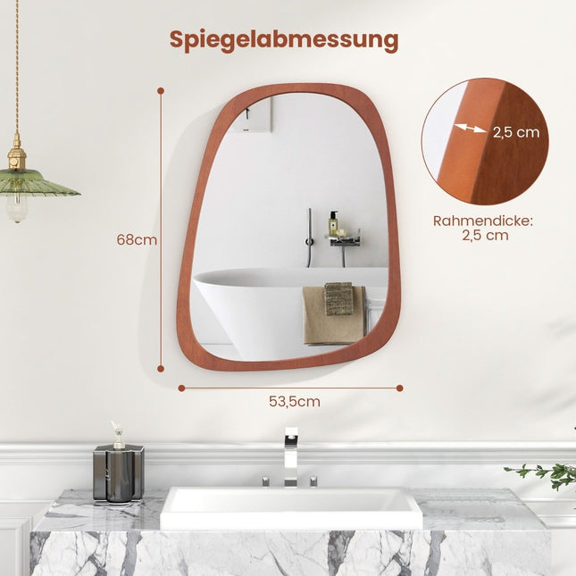 Decorative wall mirror with rustic frame Asymmetrical mirror 68 x 53.5 cm