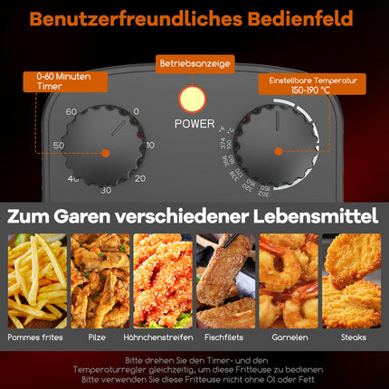 Deep Fryer 2000W, 3L Oil Capacity, Adjustable Thermostat