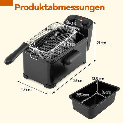 Deep Fryer 2000W, 3L Oil Capacity, Adjustable Thermostat