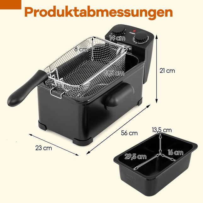 Deep Fryer 2000W, 3L Oil Capacity, Adjustable Thermostat