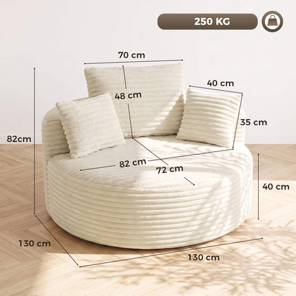 Deep Seat Foam Armchair with Cushions, Cream White
