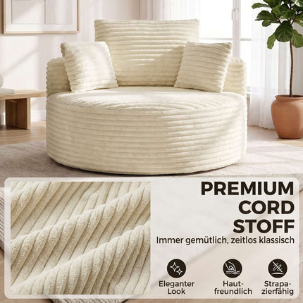 Deep Seat Foam Armchair with Cushions, Cream White
