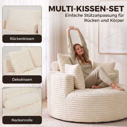 Deep Seat Foam Armchair with Cushions, Cream White
