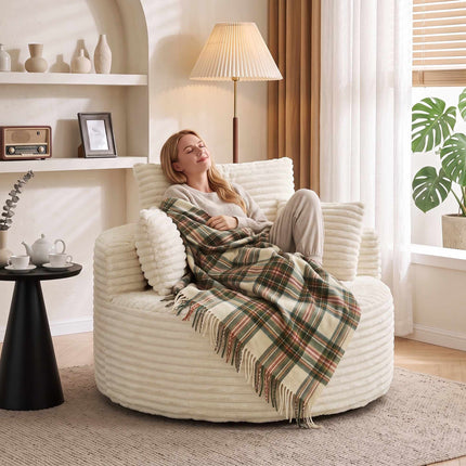Deep Seat Foam Armchair with Cushions, Cream White