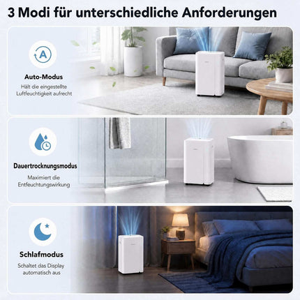 Dehumidifier 20L/Day, 3 Modes, Portable with Drain Hose
