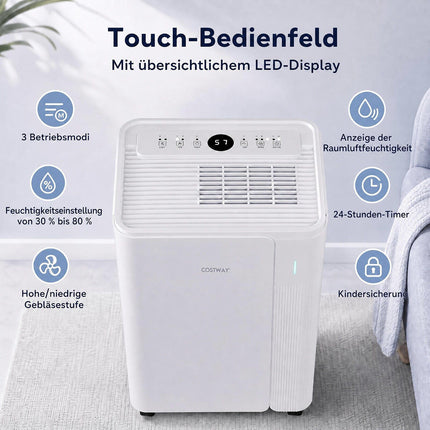 Dehumidifier 20L/Day, 3 Modes, Portable with Drain Hose