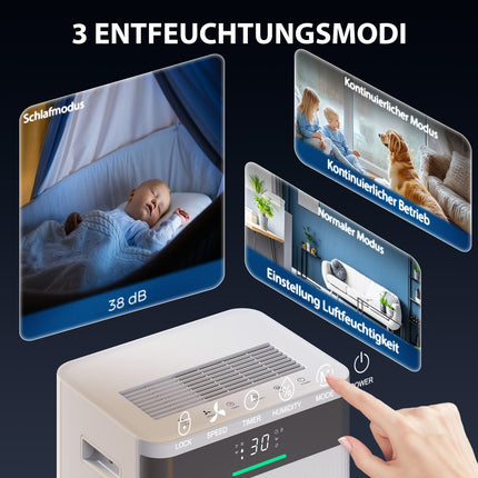 Dehumidifier, 4.5L Tank, 24-Hour Timer, LED Display