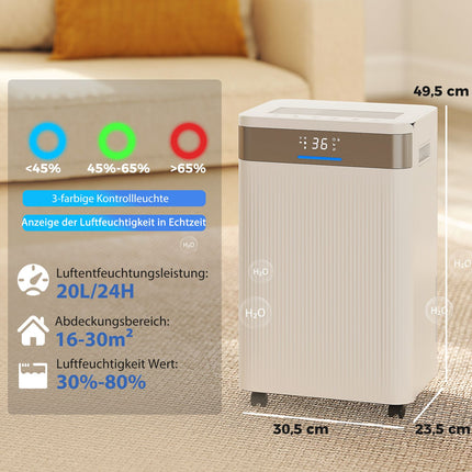Dehumidifier, 4.5L Tank, 24-Hour Timer, LED Display