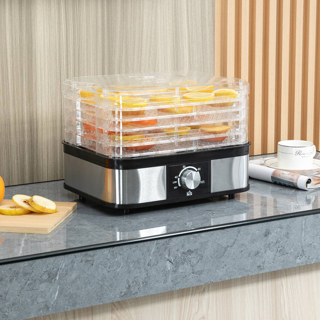 Dehydrator with timer & temperature control, 5 levels, stainless steel