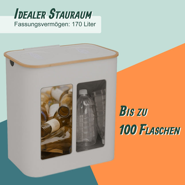 Statiegeldflesrecyclingbak, 2 secties, 60-100 flessen