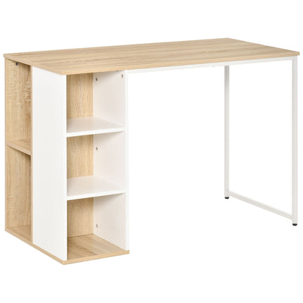 Desk bookcase with shelves - oak and white, large storage space