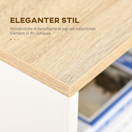 Desk bookcase with shelves - oak and white, large storage space