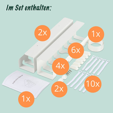 Desk Cable Trays Set – Steel Cable Management for PC/TV