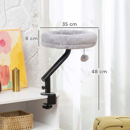 Desk Cat Bed with 360 Rotation, Adjustable Height, Grey