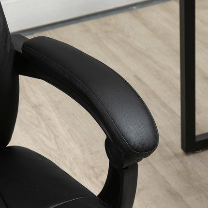 Ergonomic black office chair with footrest, padded backrest