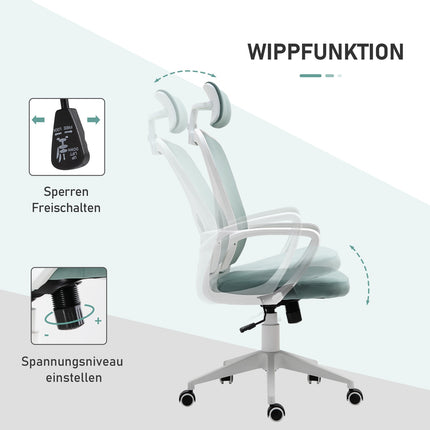 Ergonomic desk chair, adjustable height, tilt function