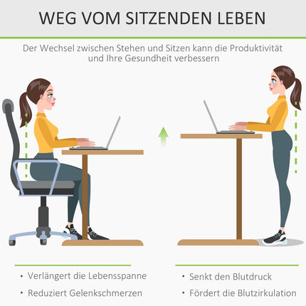 Adjustable standing table, hand crank lift, black, 120x60 cm