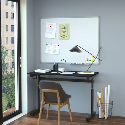 Adjustable standing table, hand crank lift, black, 120x60 cm