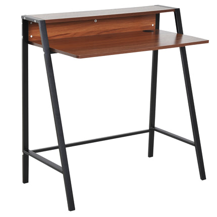 Desktop computer desk with storage and cable management - walnut