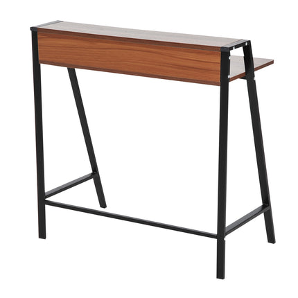 Desktop computer desk with storage and cable management - walnut