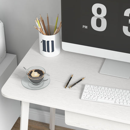 Elegant white office table with drawers, MDF & steel, 120x60x76 cm