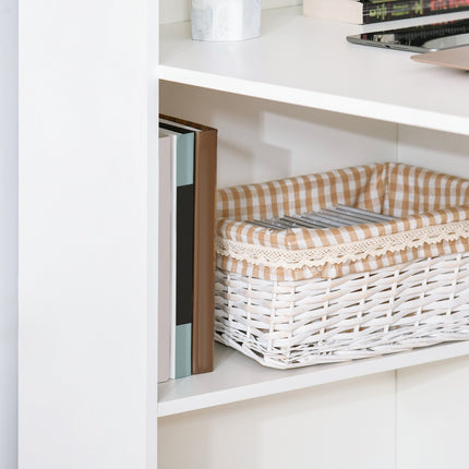 White Desk Kitchen Table With Shelf - 120x55x120 cm