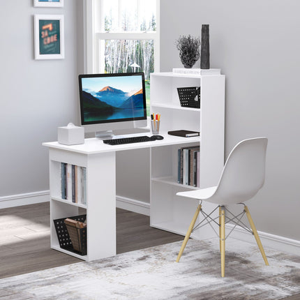 White Desk Kitchen Table With Shelf - 120x55x120 cm