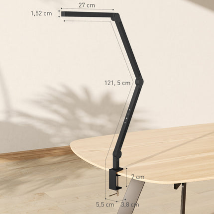 Desk Lamp, Adjustable Brightness & Color, Metal Clamp