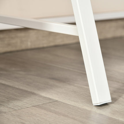 Modern computer desk - metal frame, storage, white/oak