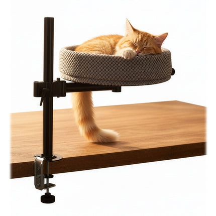 Desk-Mounted Cat Bed – Height Adjustable, Soft Nest