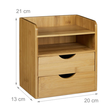 Desk Organiser Bamboo Drawers Shelves Wooden Storage Box Wood Office Shelf Stand