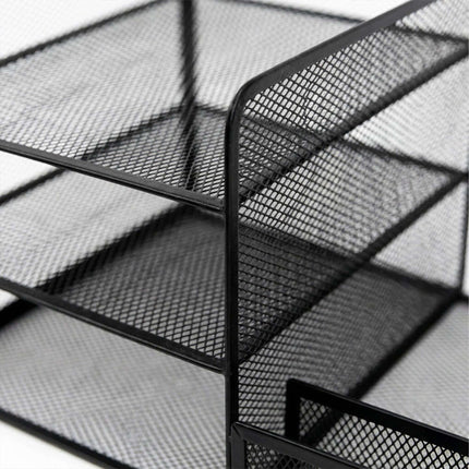 Desk Organizer, Metal Mesh, 5 Compartments, File Slot