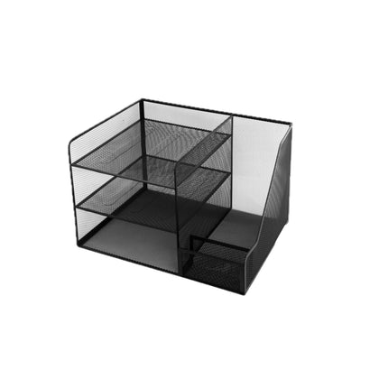 Desk Organizer, Metal Mesh, 5 Compartments, File Slot