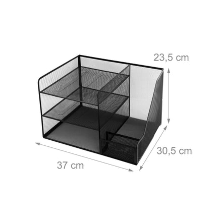 Desk Organizer, Metal Mesh, 5 Compartments, File Slot