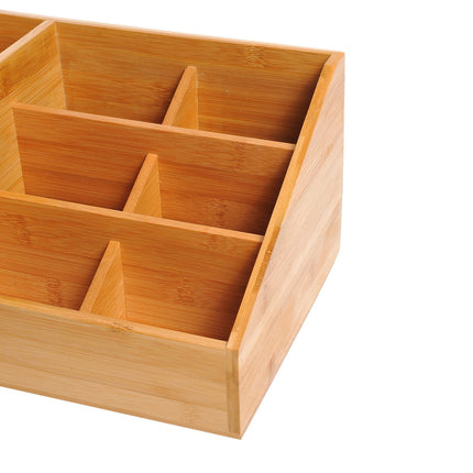 Desk organizer with 2 drawers, natural wood finish