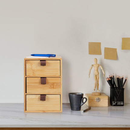 Desk Organizer with 3 Bamboo Drawers