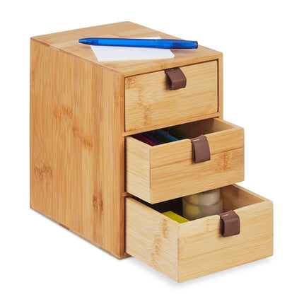 Desk Organizer with 3 Bamboo Drawers