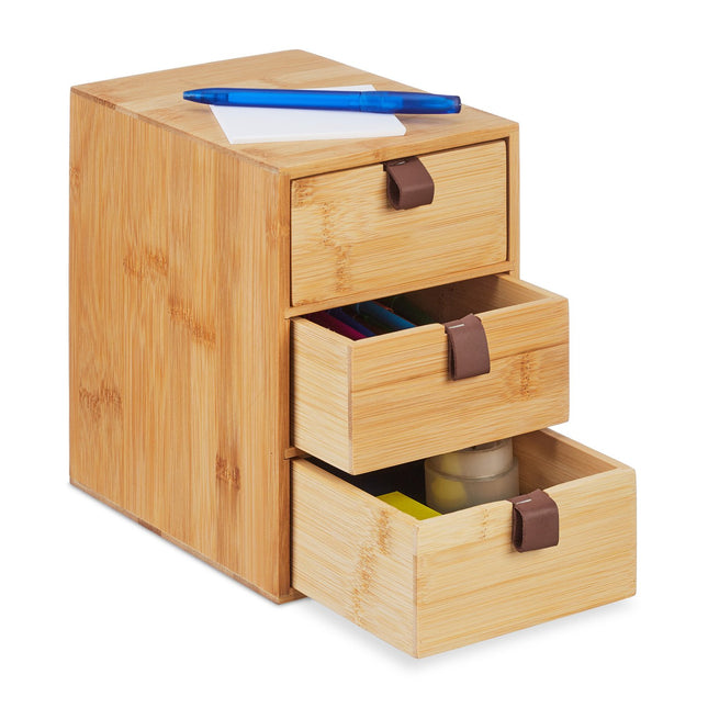 Desk Organizer with 3 Bamboo Drawers